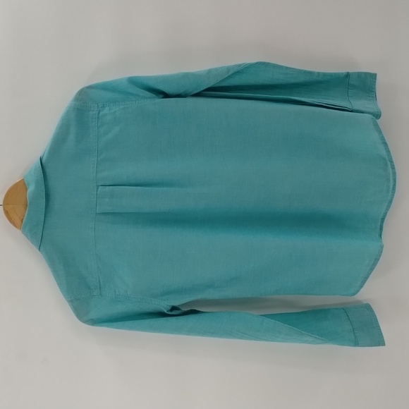 St John's Bay button down cotton blouse size small long sleeve collared green - Picture 7 of 8